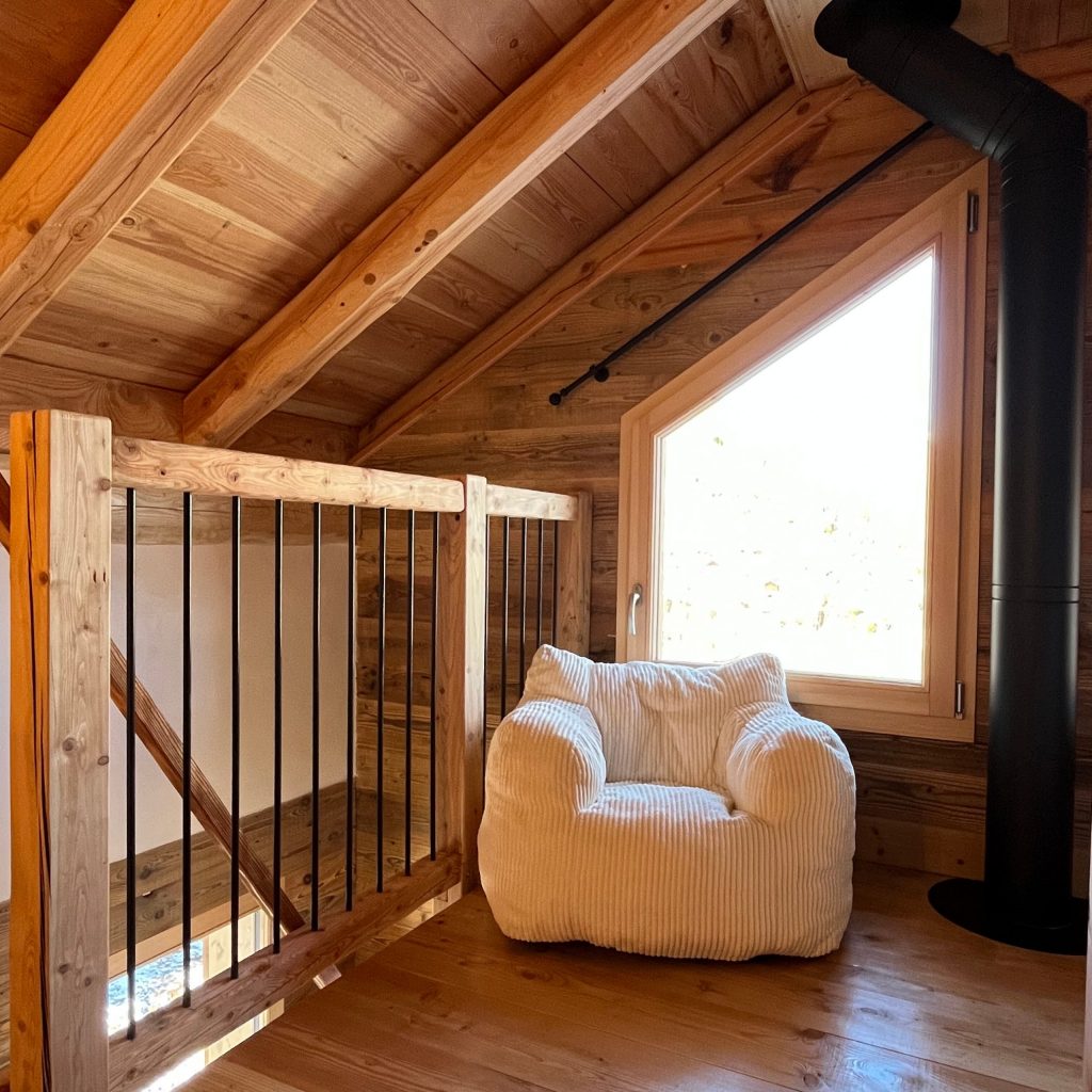 barrière bois et métal - fauteuil pouff